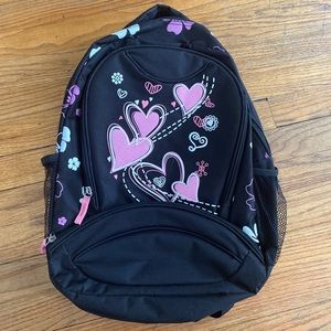 Black and pink hearts backpack